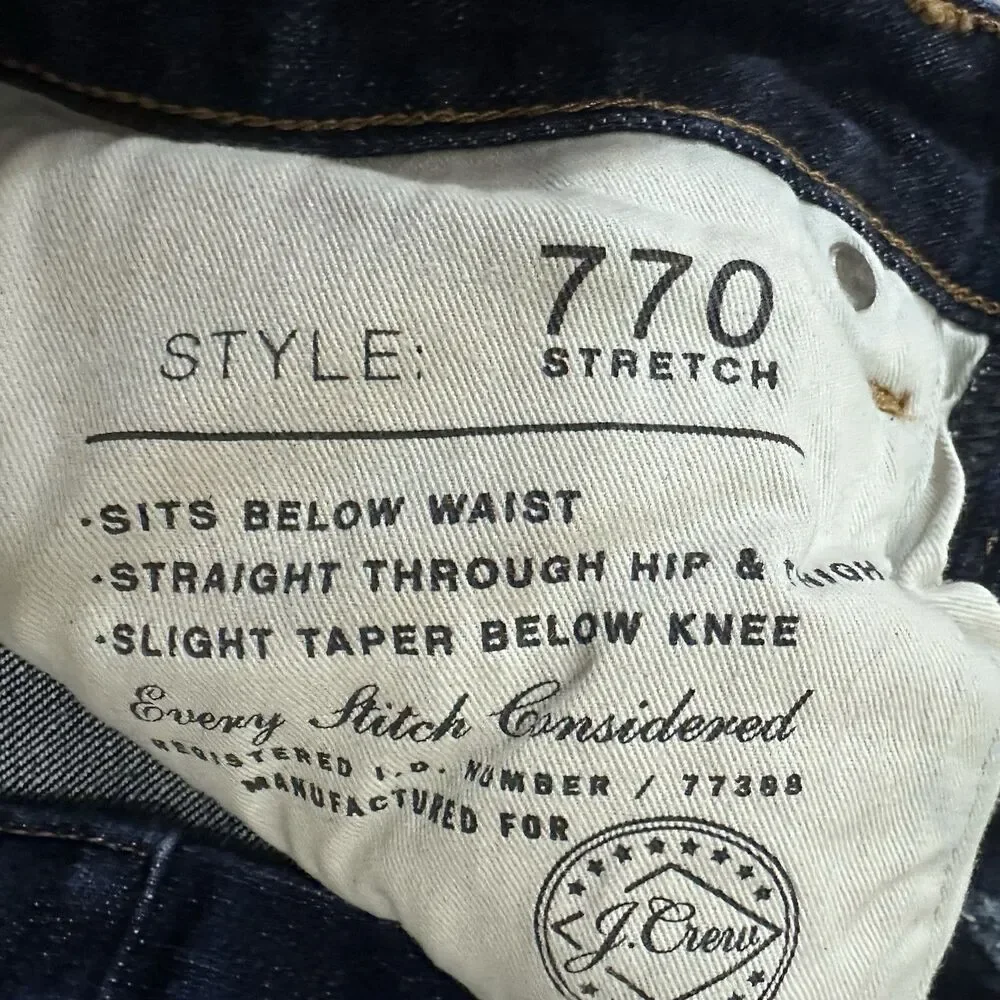 J Crew Selvedge Jeans Men's 32x32 Button Fly Blue Denim 770 Stretch Straight